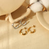 Wholesale Simple Geometric Cshaped Stainless Steel 18K Goldplated Earrings For Women