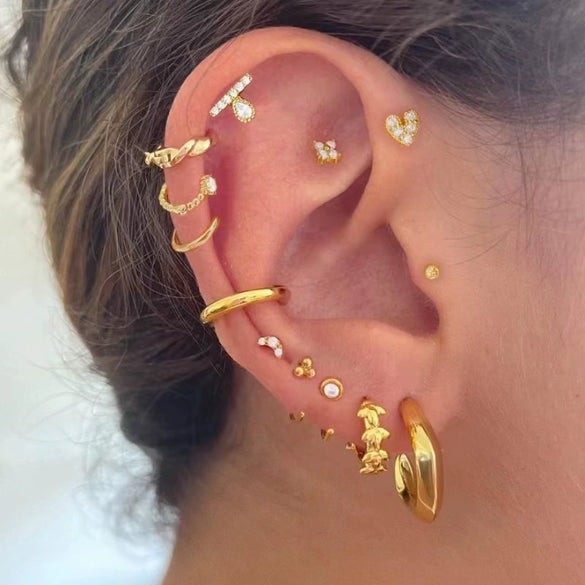 Wholesale Simple Geometric Cshaped Stainless Steel 18K Goldplated Earrings For Women