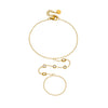 Wholesale Simple Geometric Diamondencrusted Stainless Steel Electroplated Ring And Fingerless Bracelet For Women