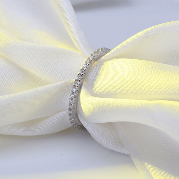 Wholesale Simple Geometric Electroplated S925 Sterling Silver Women's Ring With Zircon