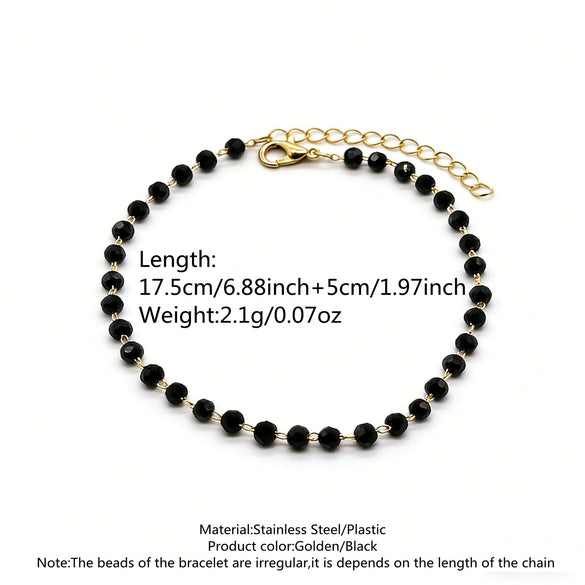 Wholesale Simple Geometric Electroplated Stainless Steel Beaded Jewelry Set For Women