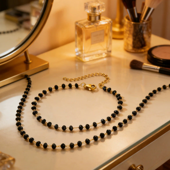Wholesale Simple Geometric Electroplated Stainless Steel Beaded Jewelry Set For Women