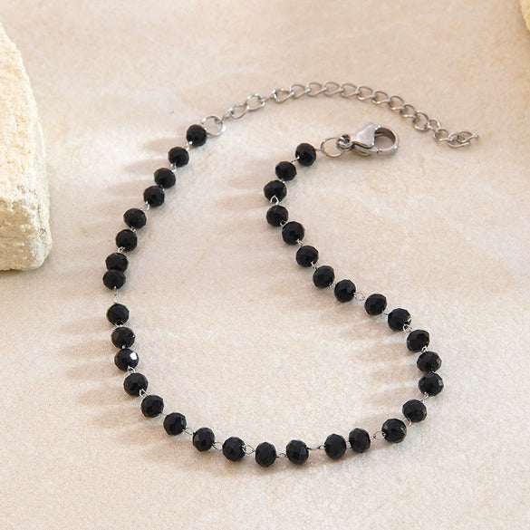 Wholesale Simple Geometric Electroplated Stainless Steel Beaded Jewelry Set For Women
