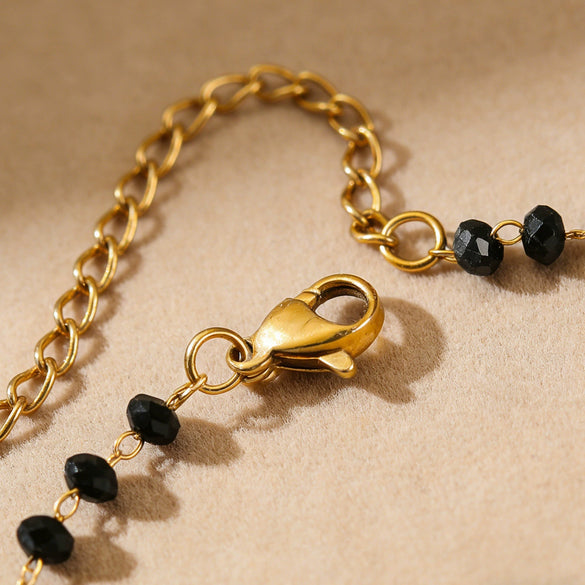 Wholesale Simple Geometric Electroplated Stainless Steel Beaded Jewelry Set For Women