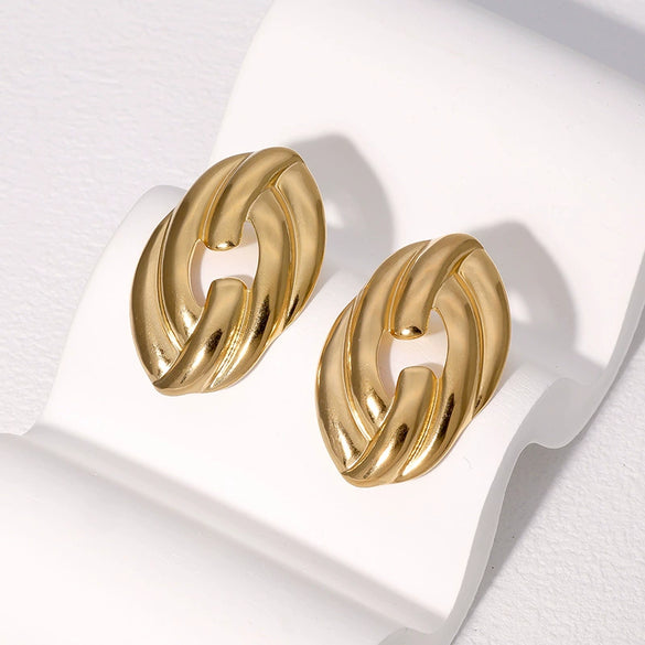 Wholesale Simple Geometric Electroplated Stainless Steel Earrings For Women