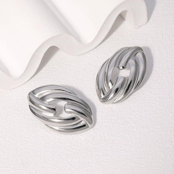 Wholesale Simple Geometric Electroplated Stainless Steel Earrings For Women
