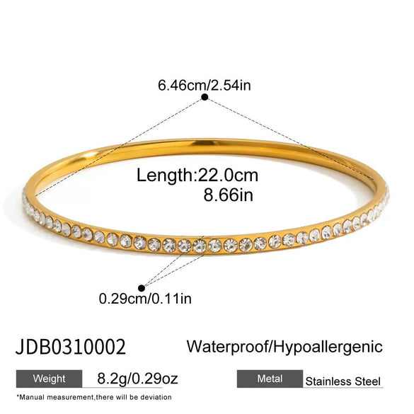 Wholesale Simple Geometric Electroplated Stainless Steel Movable White Rhinestone Bracelet Hand Jewelry