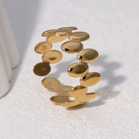 Wholesale Simple Geometric Electroplated Stainless Steel Open Ring For Women