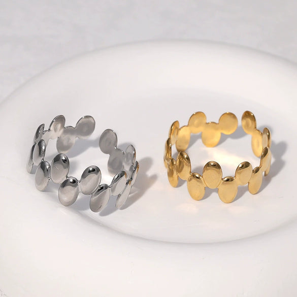 Wholesale Simple Geometric Electroplated Stainless Steel Open Ring For Women