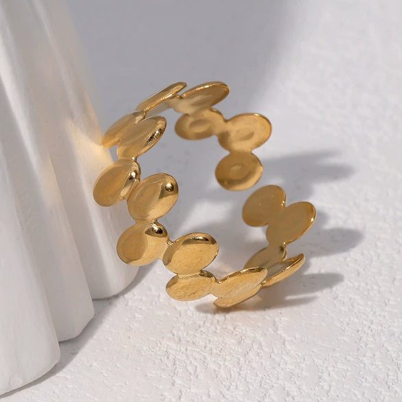 Wholesale Simple Geometric Electroplated Stainless Steel Open Ring For Women