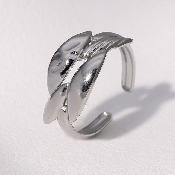Wholesale Simple Geometric Electroplated Stainless Steel Open Rings For Women