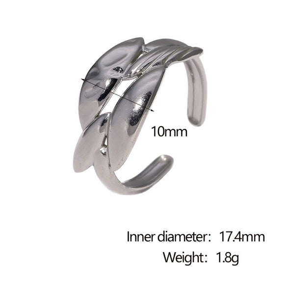 Wholesale Simple Geometric Electroplated Stainless Steel Open Rings For Women