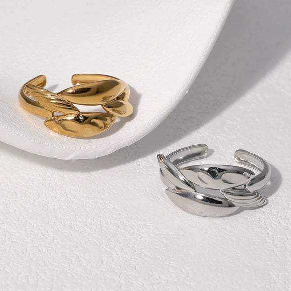 Wholesale Simple Geometric Electroplated Stainless Steel Open Rings For Women