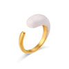 Wholesale Simple Geometric Electroplated Stainless Steel Water Drop Glossy Adjustable Twoended Opening Ring For Women