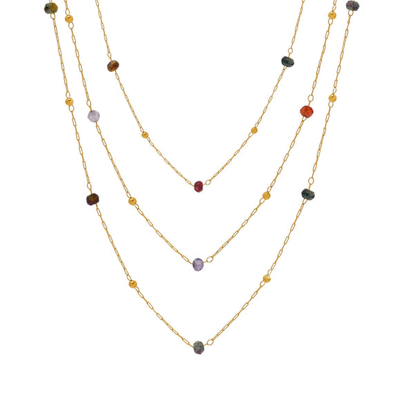 Wholesale Simple Geometric Ferris Wheel Beaded Necklace With Real Gold Plated Stainless Steel And Natural Stone Pendant For Women