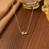 Wholesale Simple Geometric Fourleaf Clover 18K Gold Plated Titanium Steel Necklace For Women