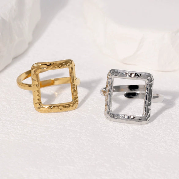 Wholesale Simple Geometric Gold Electroplated Stainless Steel Ring Hand Jewelry For Women