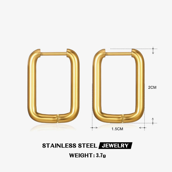 Wholesale Simple Geometric Gold Plated Stainless Steel Earrings For Ladies