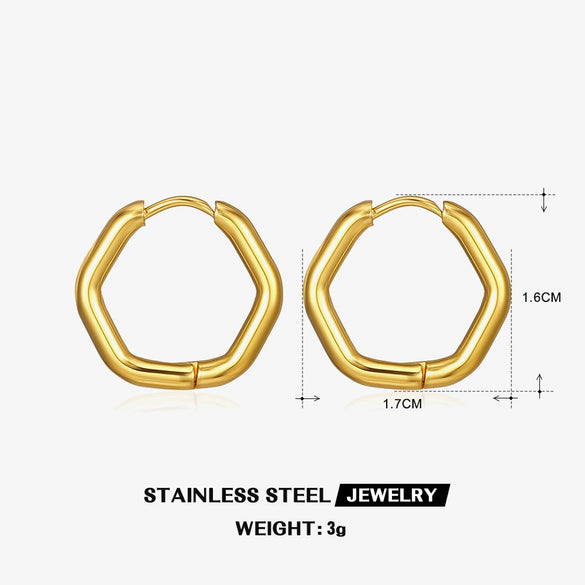 Wholesale Simple Geometric Gold Plated Stainless Steel Earrings For Ladies