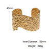 Wholesale Simple Geometric Hammered 18K Gold Electroplated Nonfading Stainless Steel Open Bracelet