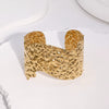 Wholesale Simple Geometric Hammered 18K Gold Electroplated Nonfading Stainless Steel Open Bracelet