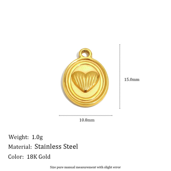 Wholesale Simple Geometric Heart Shape Stainless Steel Vacuum Plated Star And Moon Tulip Pendant Jewelry Accessories