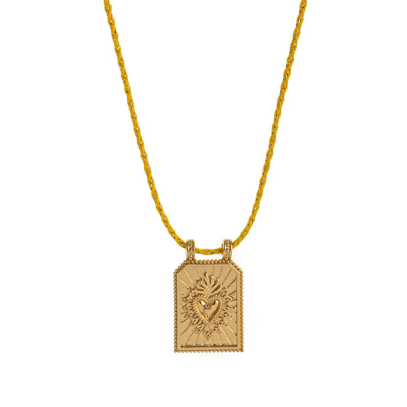 Wholesale Simple Geometric Heart Shaped Copper Goldplated Tarot Card Pendant Necklace For Unisex
