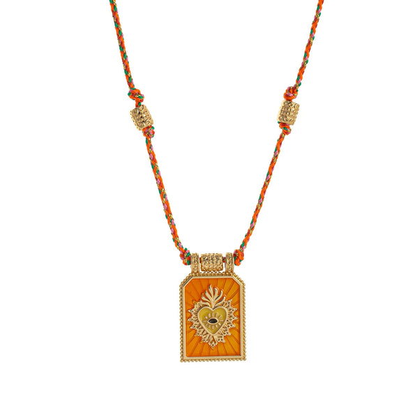Wholesale Simple Geometric Heart Shaped Copper Goldplated Tarot Card Pendant Necklace For Unisex