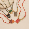 Wholesale Simple Geometric Heart Shaped Copper Goldplated Tarot Card Pendant Necklace For Unisex