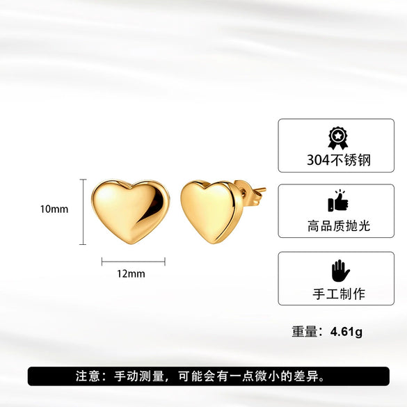 Wholesale Simple Geometric Heartshaped Triangle Electroplated Stainless Steel Earrings For Women