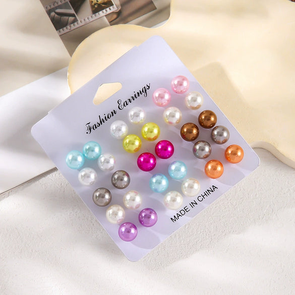 Wholesale Simple Geometric Imitation Pearl Earrings For Women With Electroplating Design
