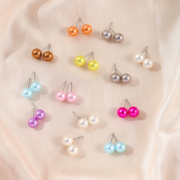 Wholesale Simple Geometric Imitation Pearl Earrings For Women With Electroplating Design