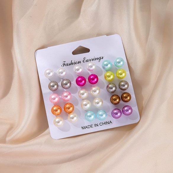 Wholesale Simple Geometric Imitation Pearl Earrings For Women With Electroplating Design