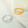 Wholesale Simple Geometric Imitation Pearl Ring 316L Stainless Steel Gold Plated For Women