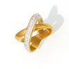 Wholesale Simple Geometric Irregular Xshaped Titanium Steel Electroplated 18K Gold Diamond Ring For Women