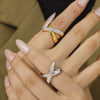 Wholesale Simple Geometric Irregular Xshaped Titanium Steel Electroplated 18K Gold Diamond Ring For Women