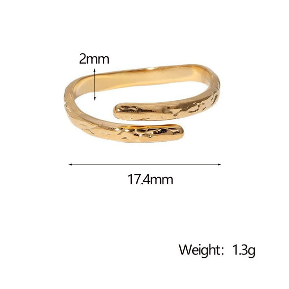 Wholesale Simple Geometric 18K Gold Plated Stainless Steel Adjustable Irregular Rings For Women