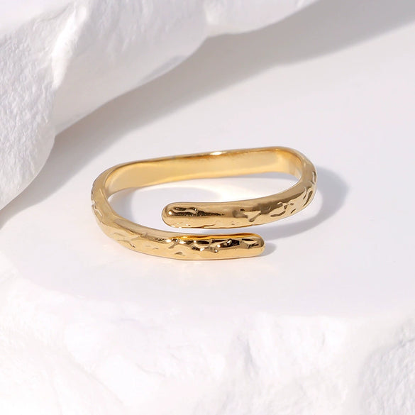 Wholesale Simple Geometric 18K Gold Plated Stainless Steel Adjustable Irregular Rings For Women