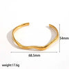 Wholesale Simple Geometric 18K Goldplated Stainless Steel Adjustable Opening Waveshaped Bracelet Accessories