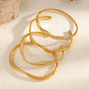 Wholesale Simple Geometric 18K Goldplated Stainless Steel Adjustable Opening Waveshaped Bracelet Accessories