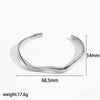 Wholesale Simple Geometric 18K Goldplated Stainless Steel Adjustable Opening Waveshaped Bracelet Accessories