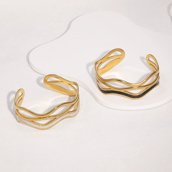 Wholesale Simple Geometric 18K Goldplated Stainless Steel Bracelet Highend Accessible Luxury Style