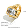 Wholesale Simple Geometric Lines Stainless Steel Electroplated Women's Diamond Ring Jewelry