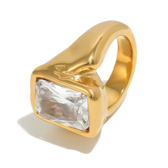 Wholesale Simple Geometric Lines Stainless Steel Electroplated Women's Diamond Ring Jewelry