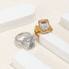 Wholesale Simple Geometric Lines Stainless Steel Electroplated Women's Diamond Ring Jewelry