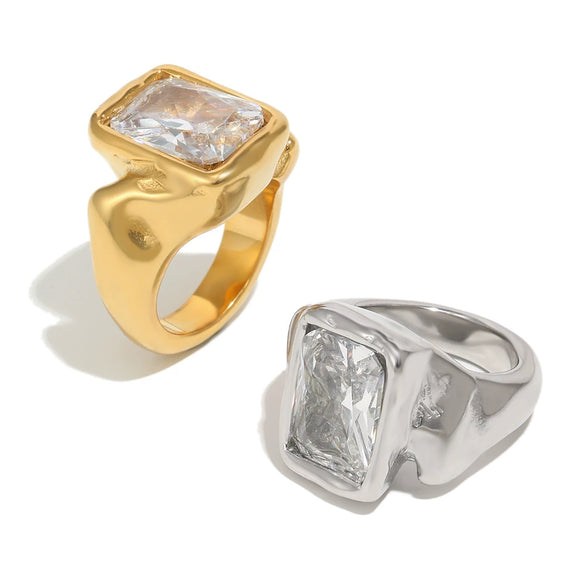 Wholesale Simple Geometric Lines Stainless Steel Electroplated Women's Diamond Ring Jewelry