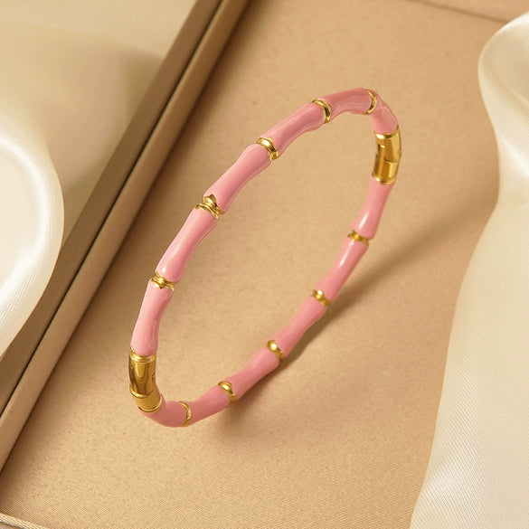 Wholesale Simple Geometric Oil Dripping Stainless Steel And Titanium Steel Bracelets