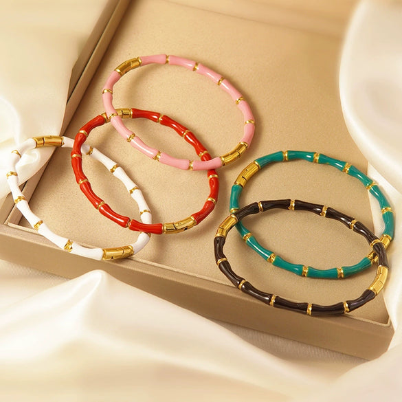 Wholesale Simple Geometric Oil Dripping Stainless Steel And Titanium Steel Bracelets