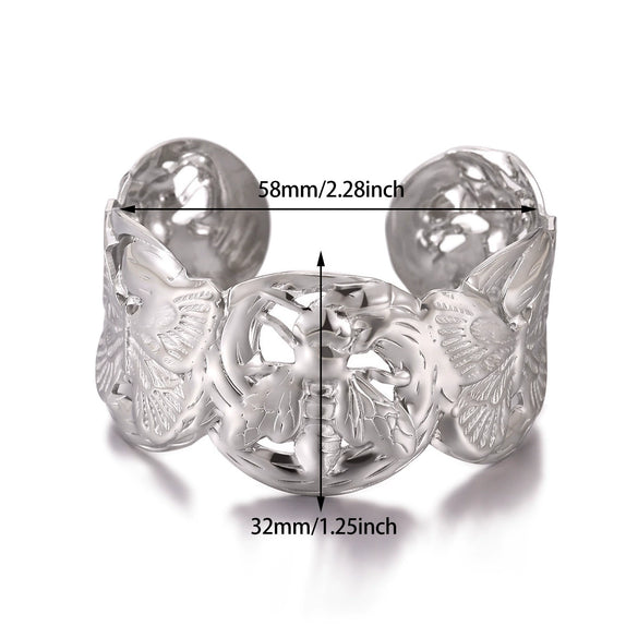 Wholesale Simple Geometric Open Circle Electroplated Stainless Steel Titanium Steel Metal Silver Bracelet