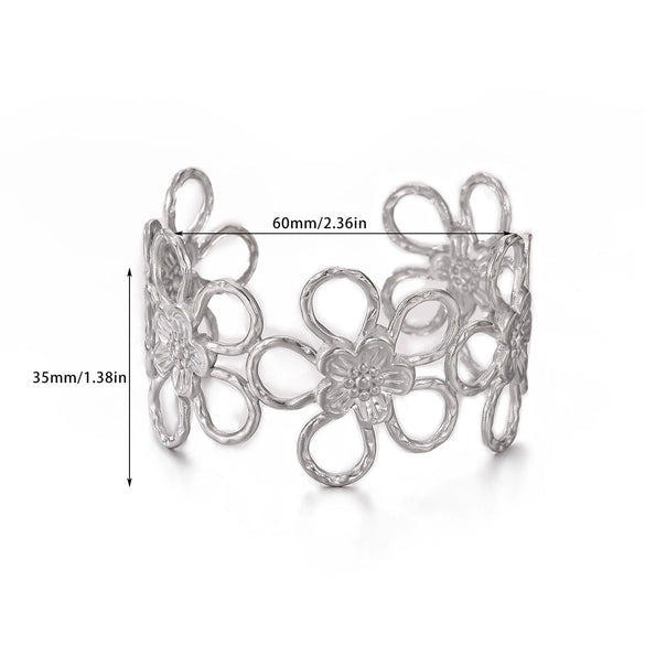 Wholesale Simple Geometric Open Circle Electroplated Stainless Steel Titanium Steel Metal Silver Bracelet